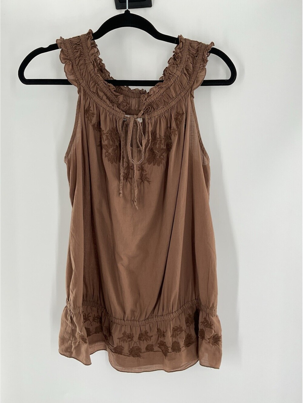 Old Navy Women’s Size Small Brown Relaxed Fit Blouse Embellished 108